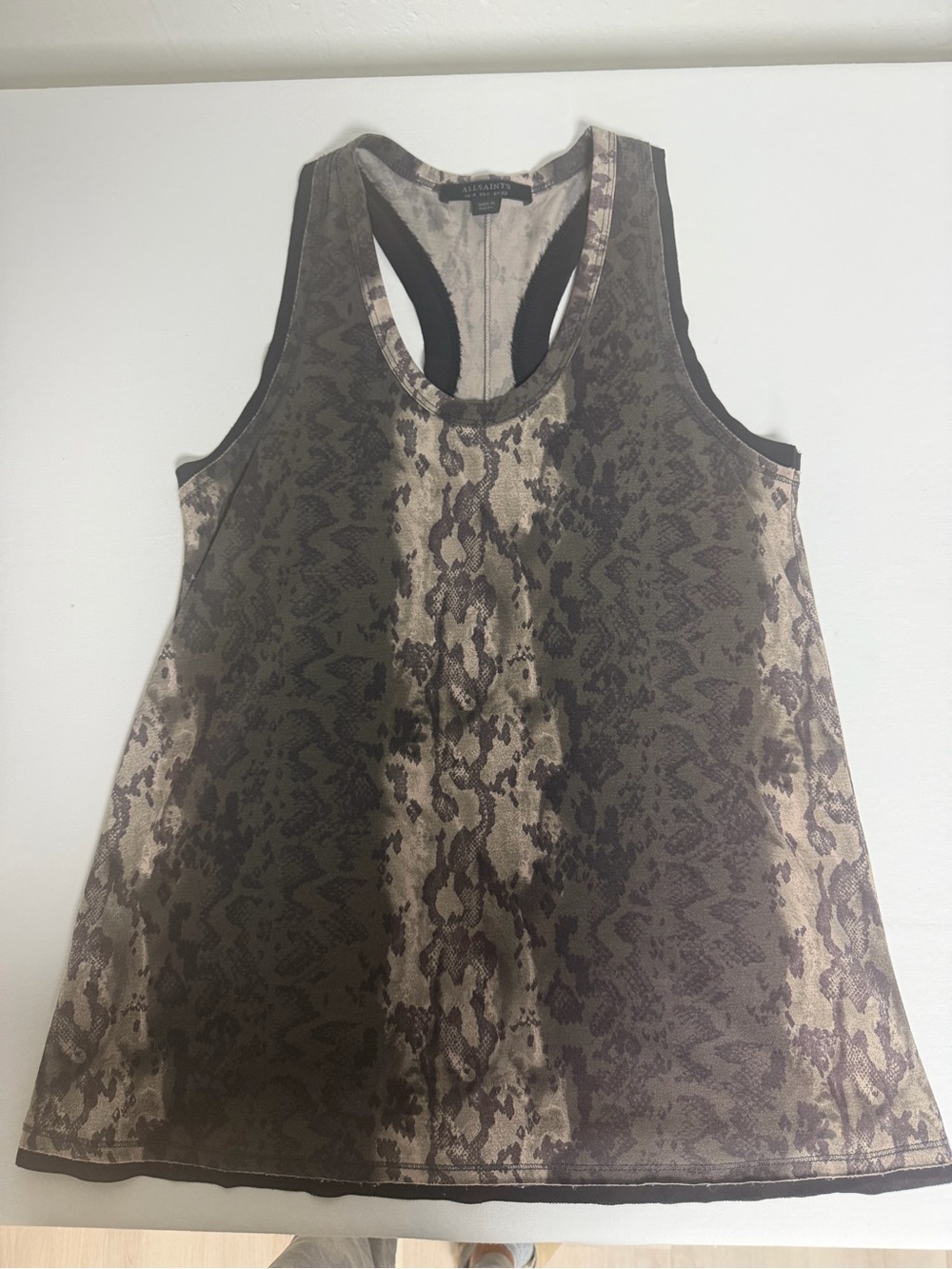 All Saints Brown Snake-Print Racerback Tank